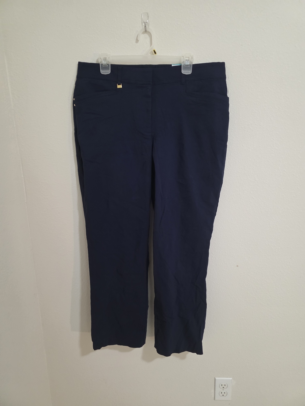 JM Collection Dark Navy Straight-Leg Jeans with Gold Accent